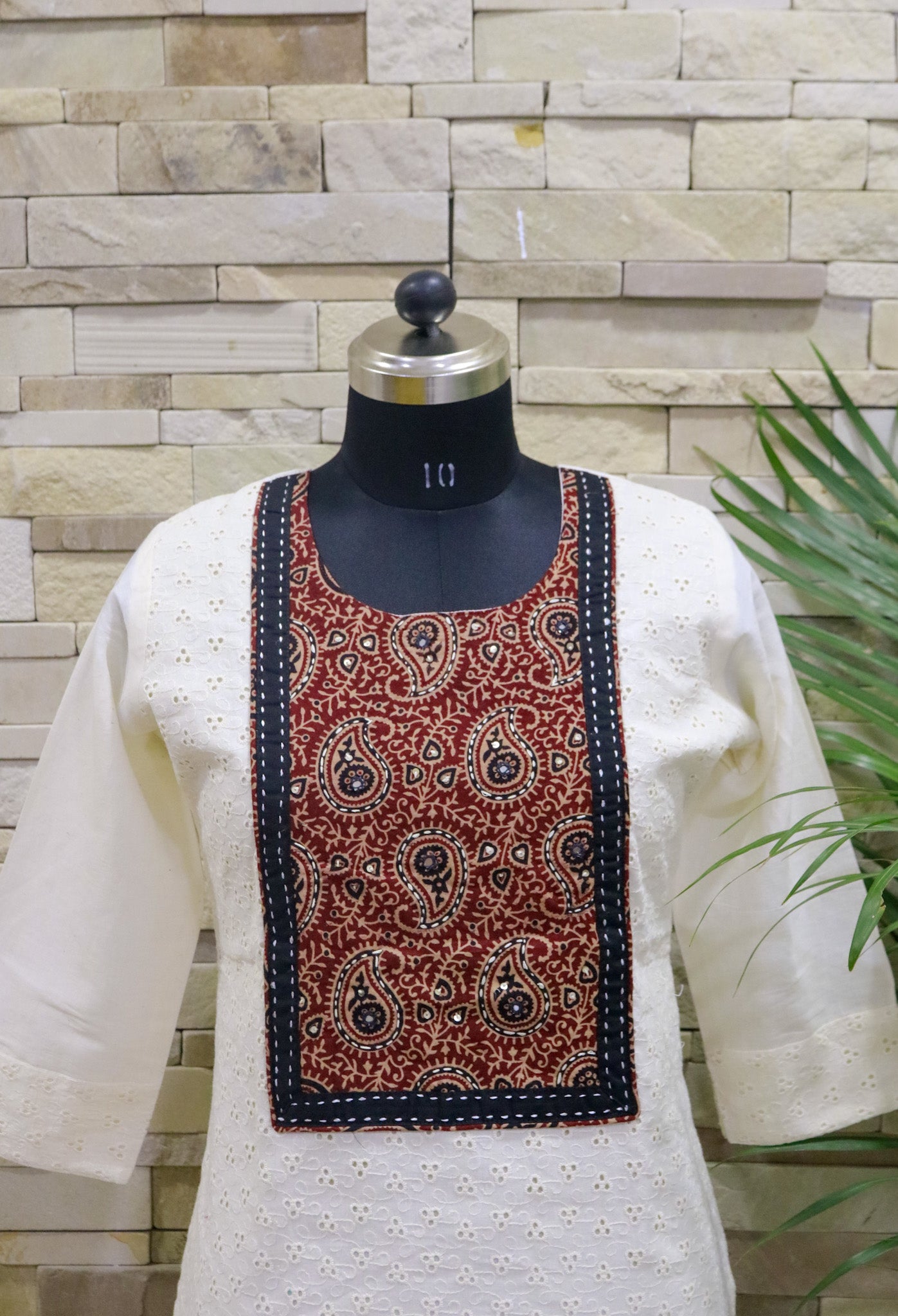 Kurti with Ajrakh yoke