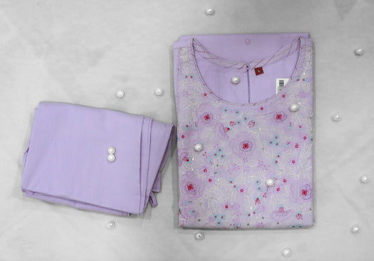 Mul Cotton Lavender Top and Pant Set