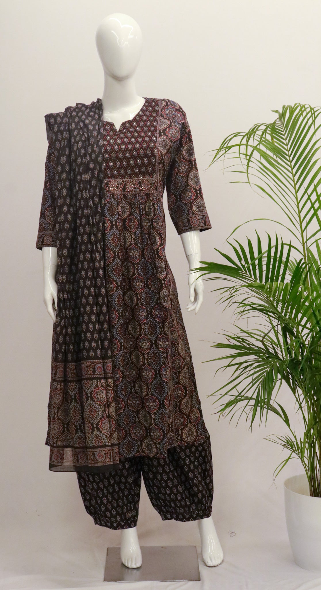 Cotton Black printed dupatta set