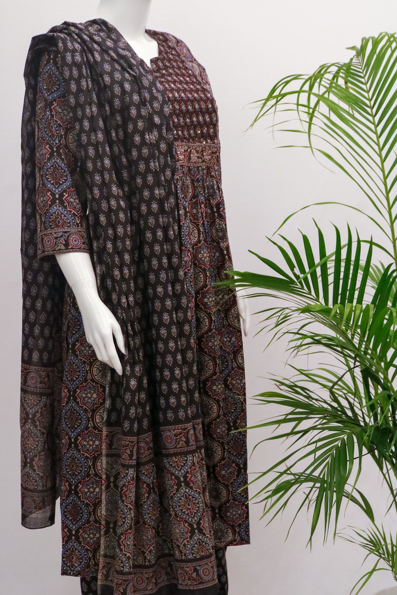 Cotton Black printed dupatta set