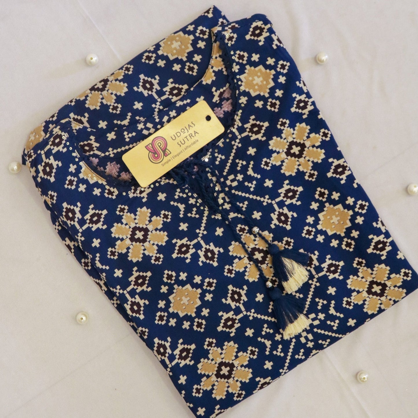 Rayon Blue Printed Kurti