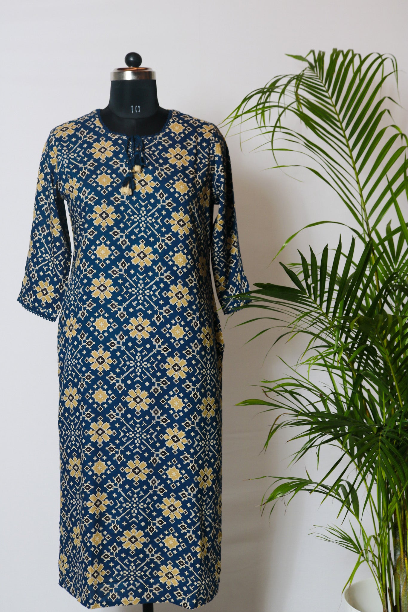 Rayon Blue Printed Kurti