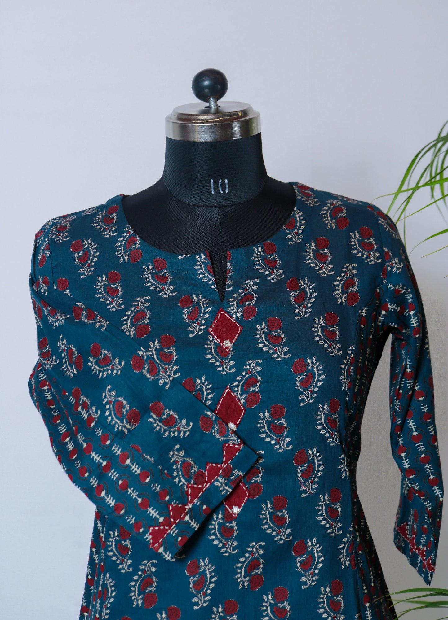 Cotton Navy Blue Printed Kurti