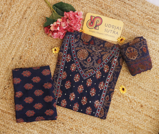 Cotton Stitched  Dupatta Set