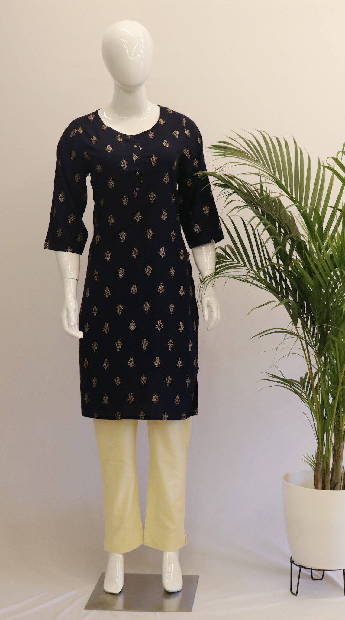 Navy Blue Rayon Kurti