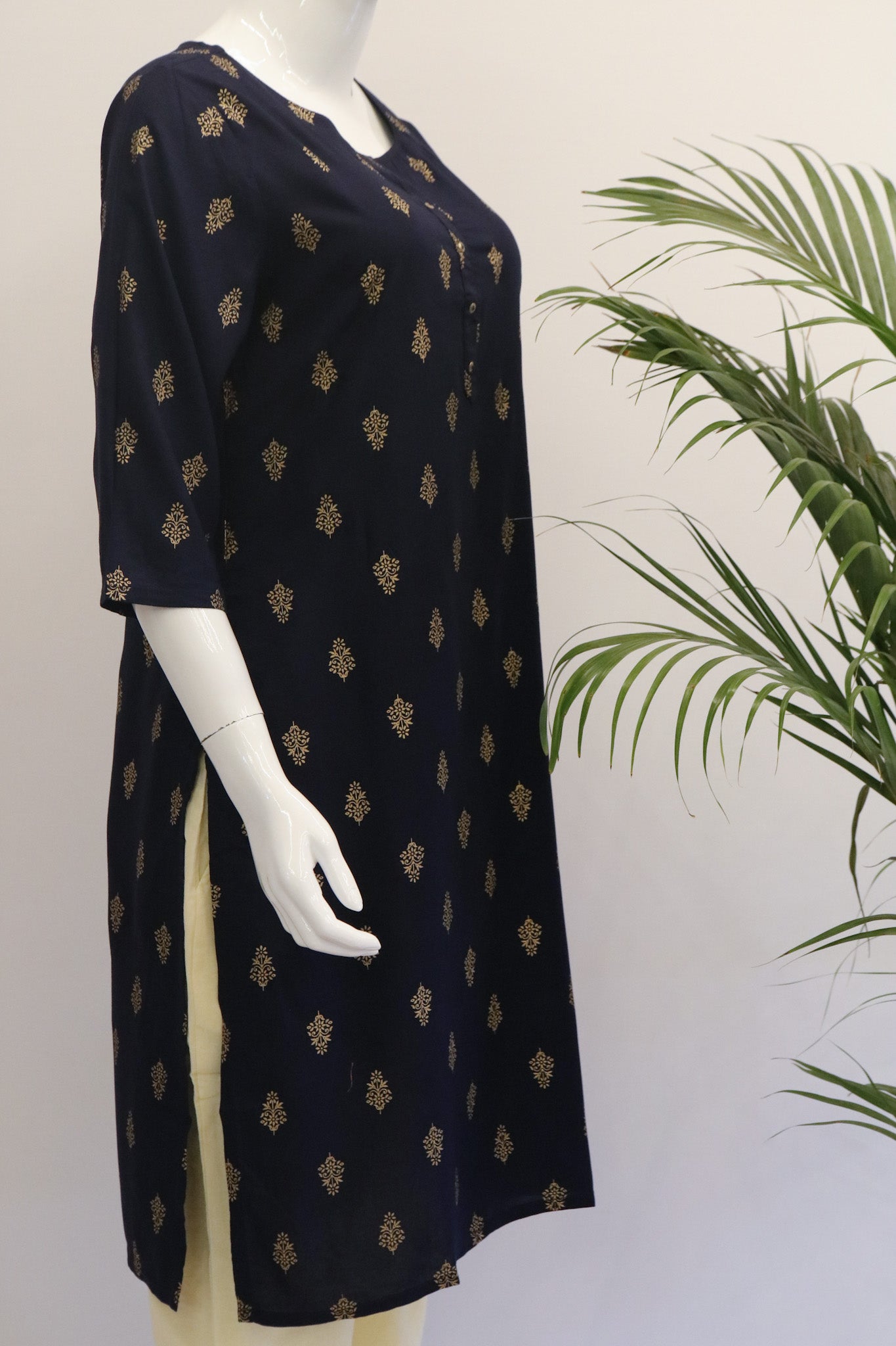 Navy Blue Rayon Kurti