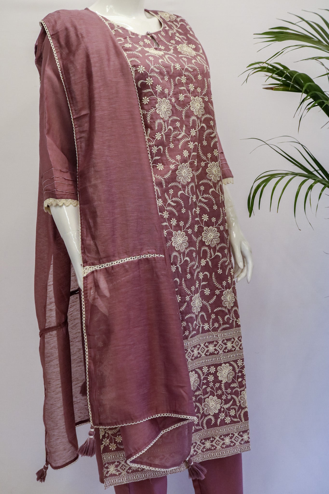 Lucknow Dupatta Set - Lilac