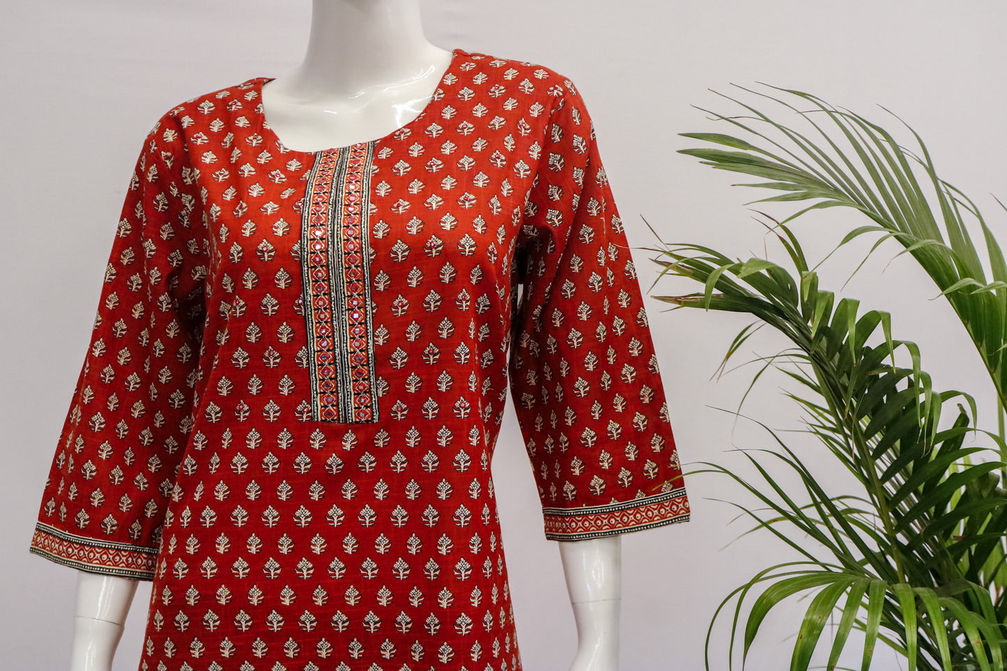 Plus Red cotton kurti