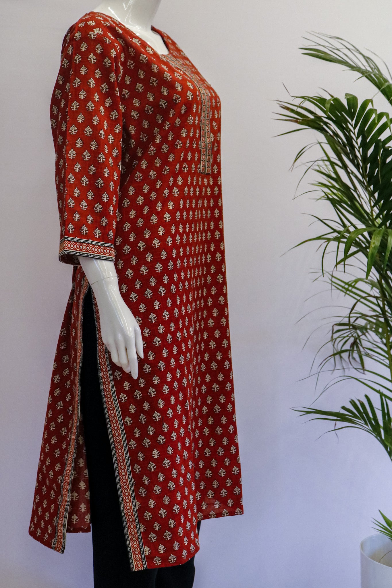 Plus Red cotton kurti