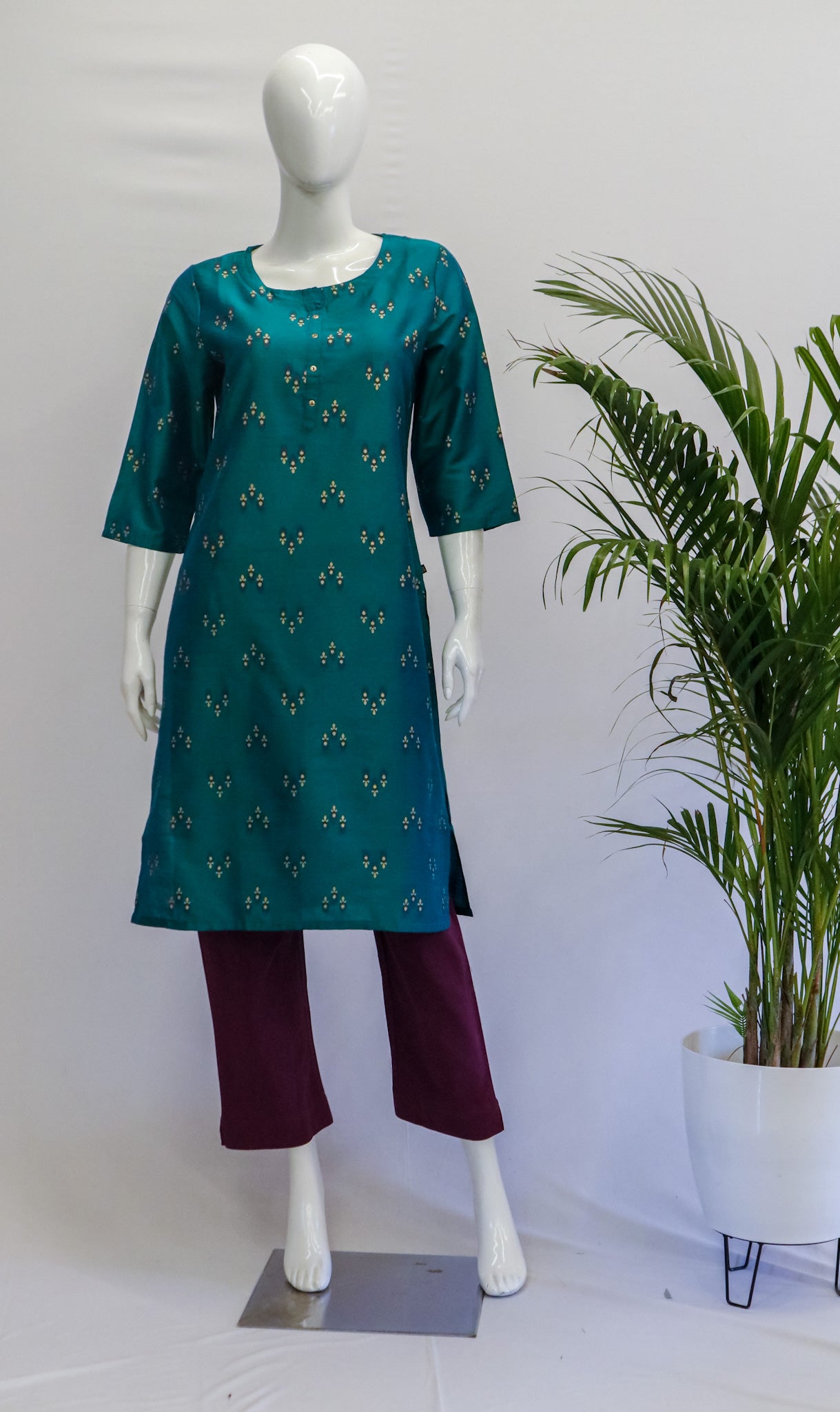 Green Silk Cotton Kurti