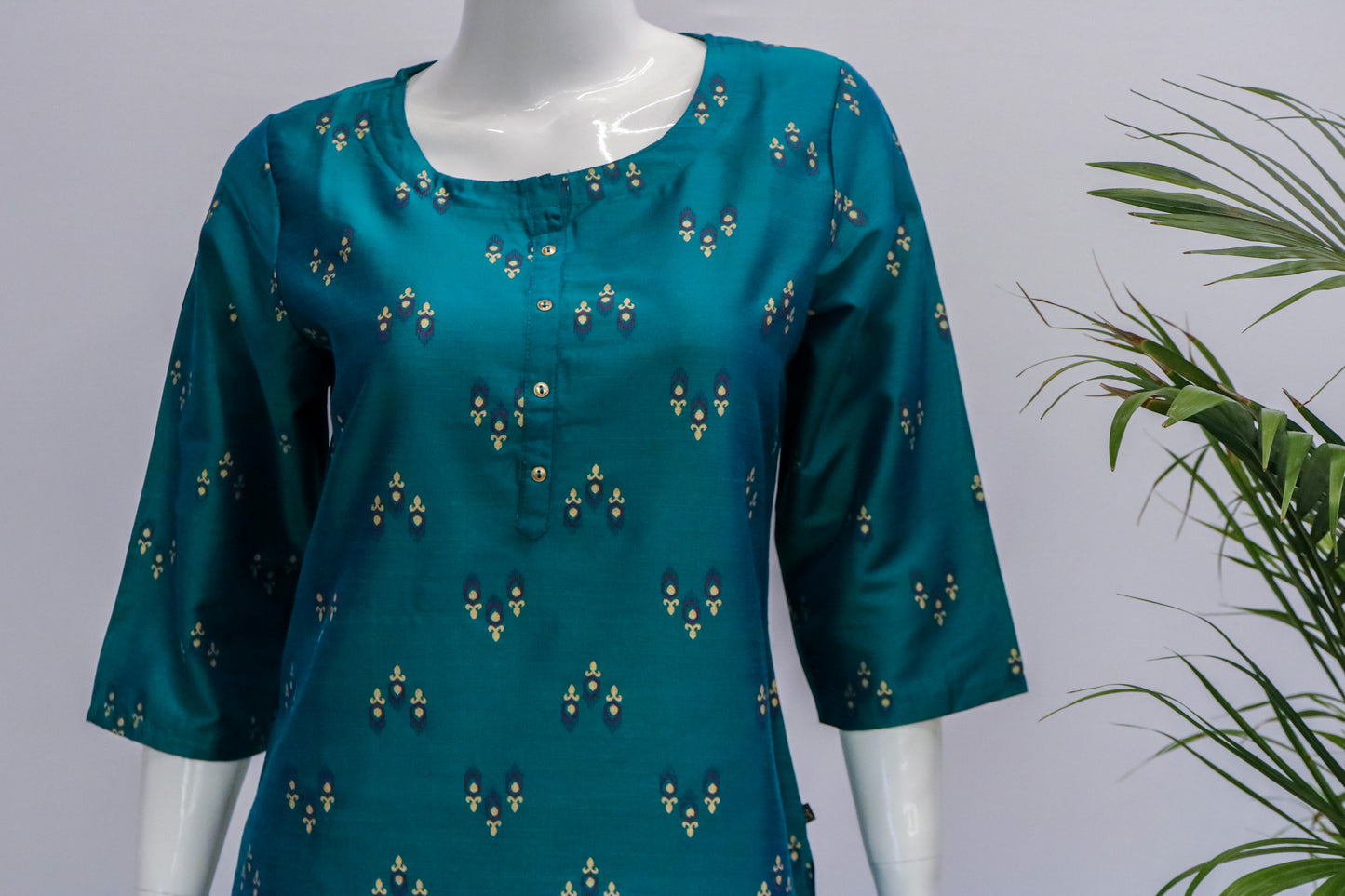 Green Silk Cotton Kurti