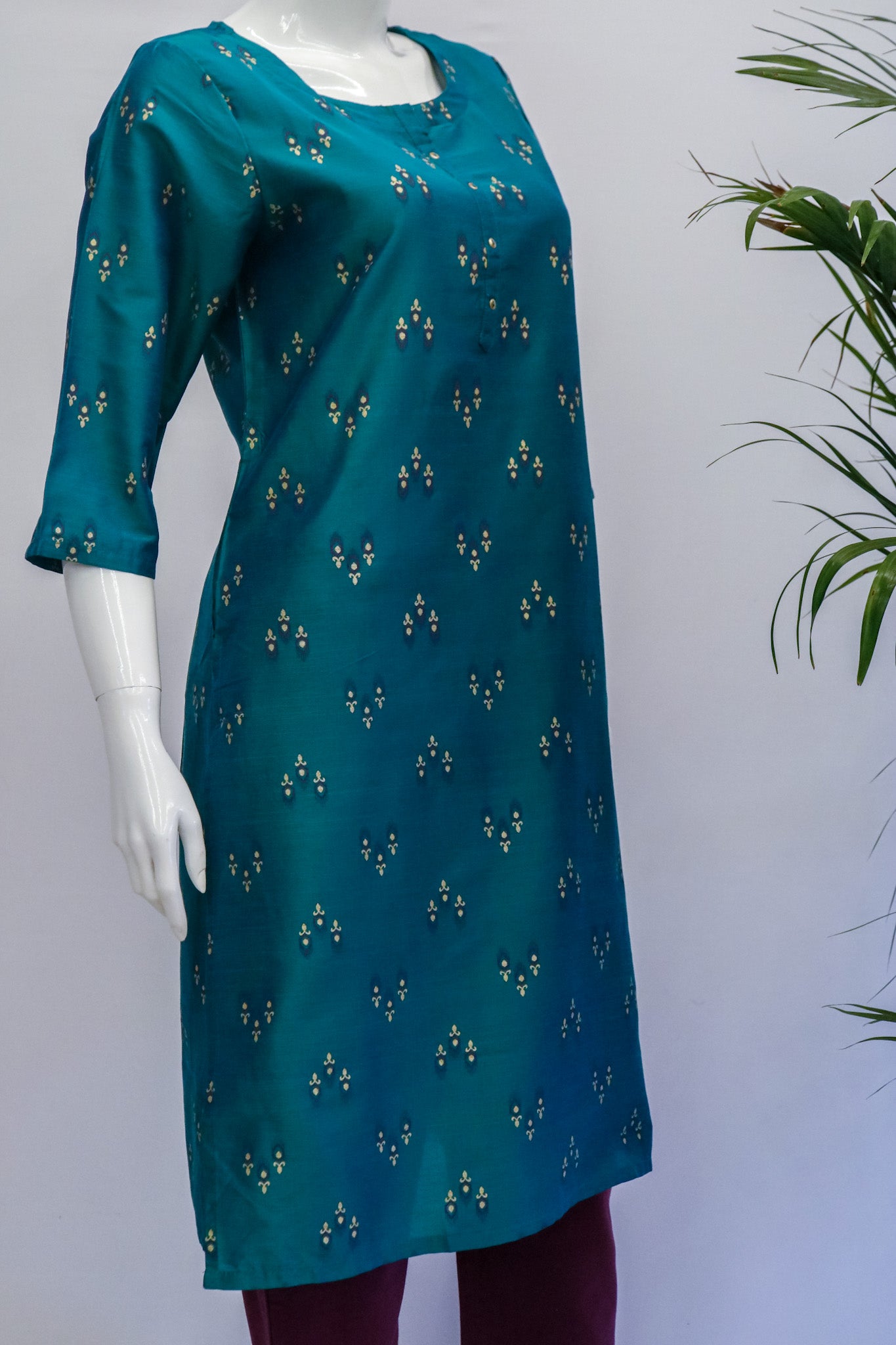 Green Silk Cotton Kurti