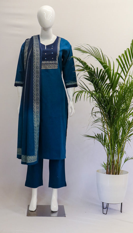 Indigo HL Dupatta Set