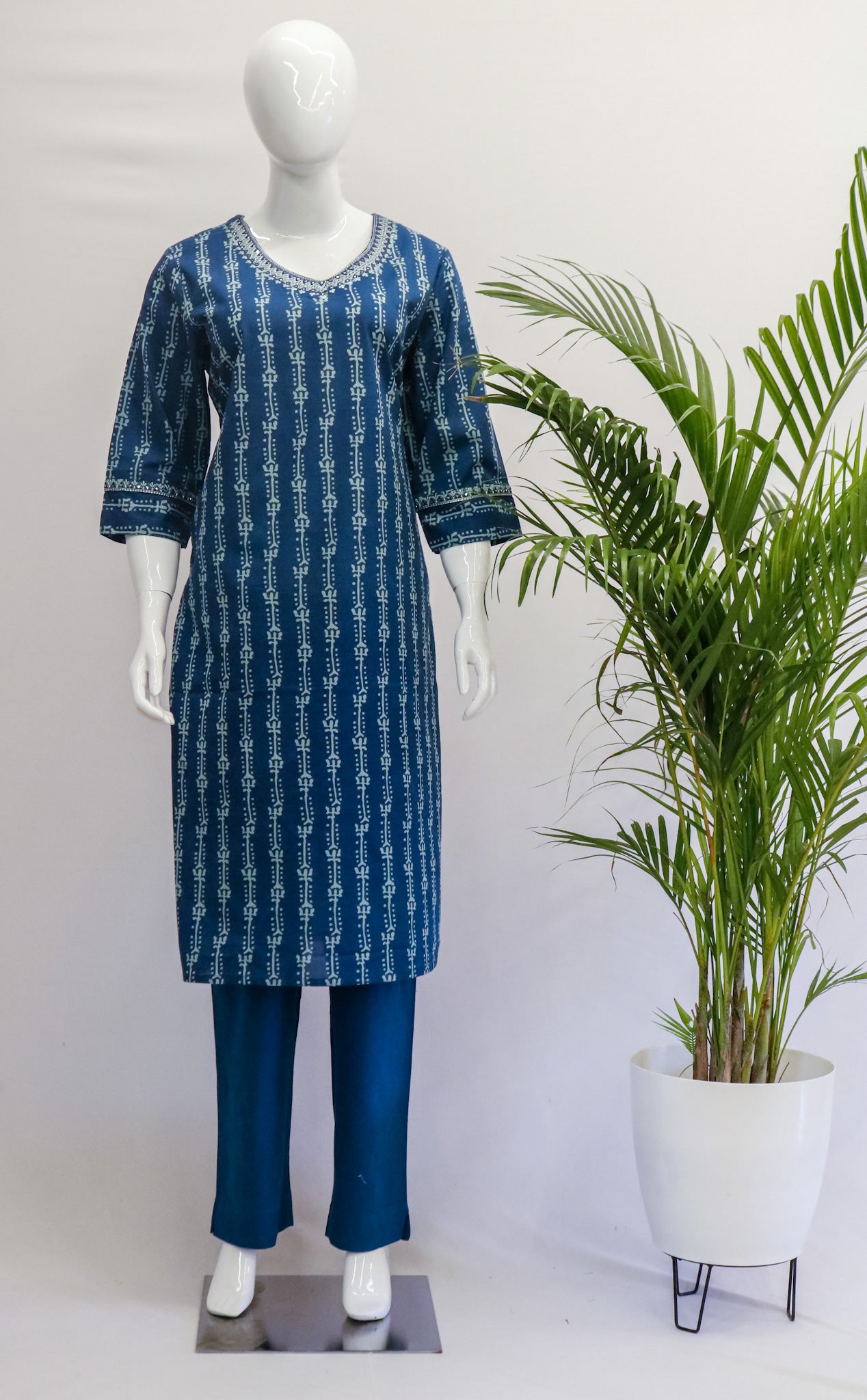 Cotton Blue Printed Kurta