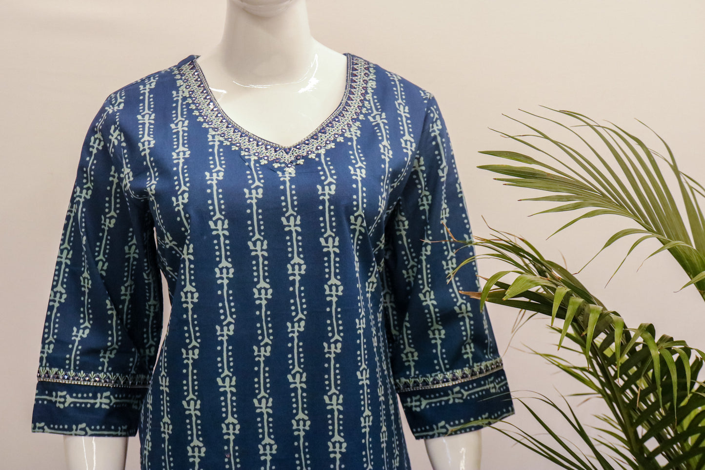 Cotton Blue Printed Kurta