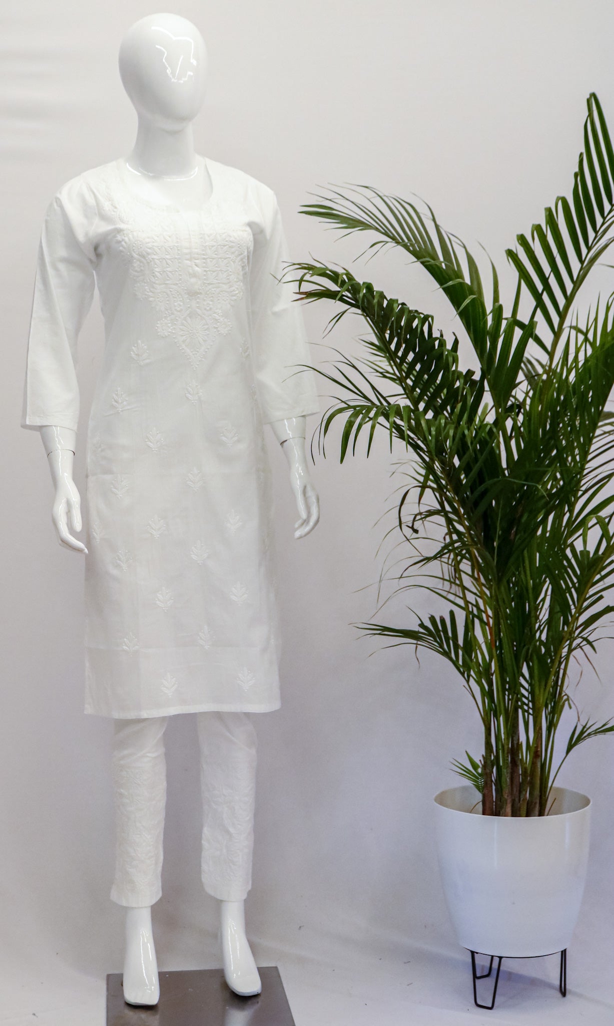 Chikankari Cotton White Kurti