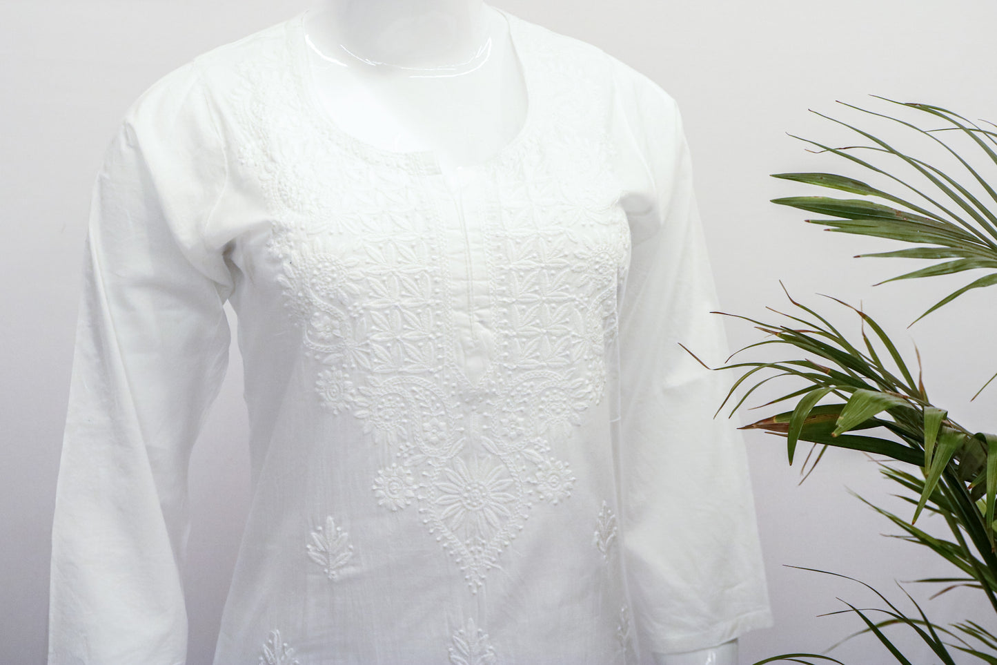 Chikankari Cotton White Kurti