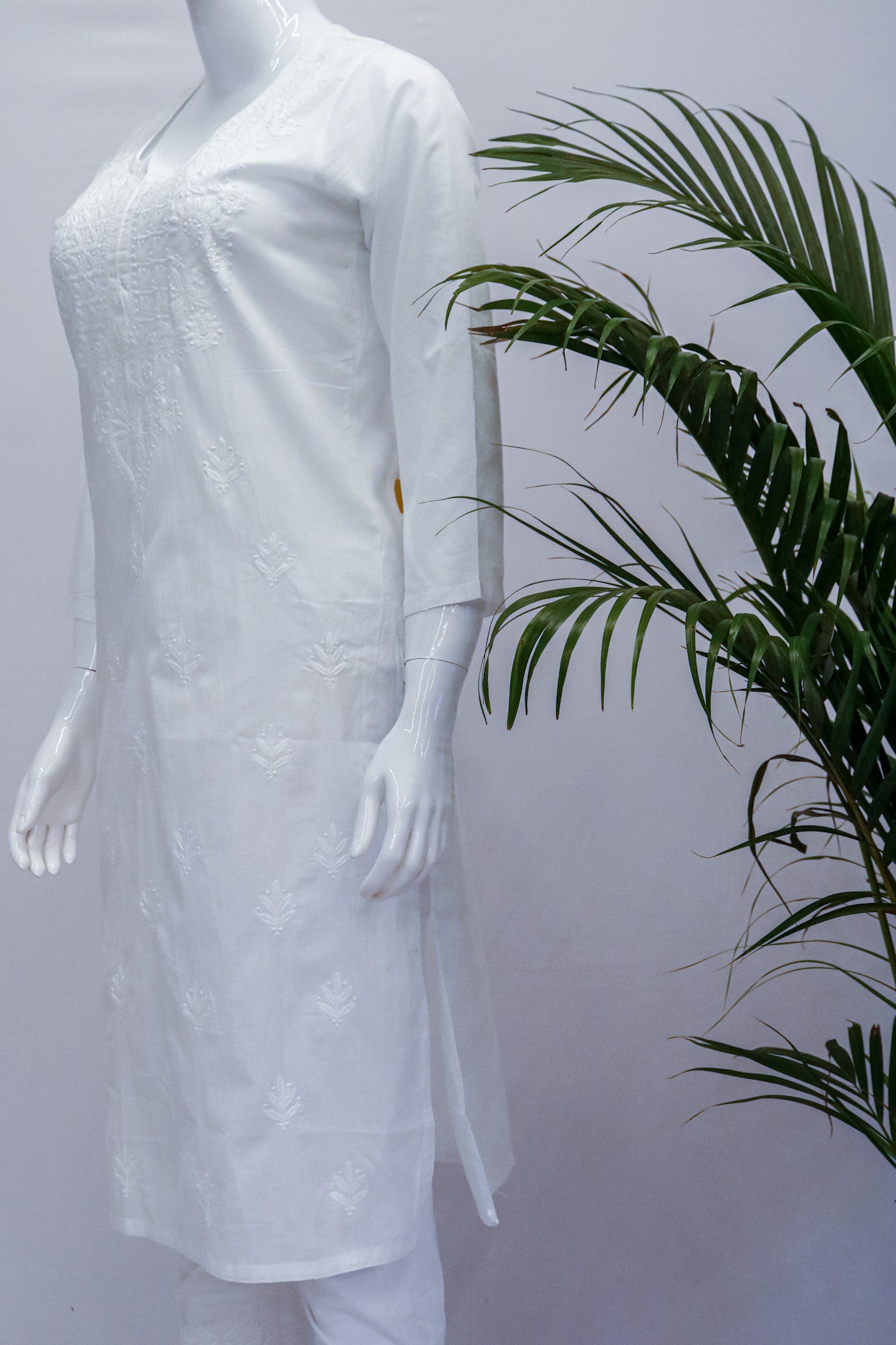 Chikankari Cotton White Kurti