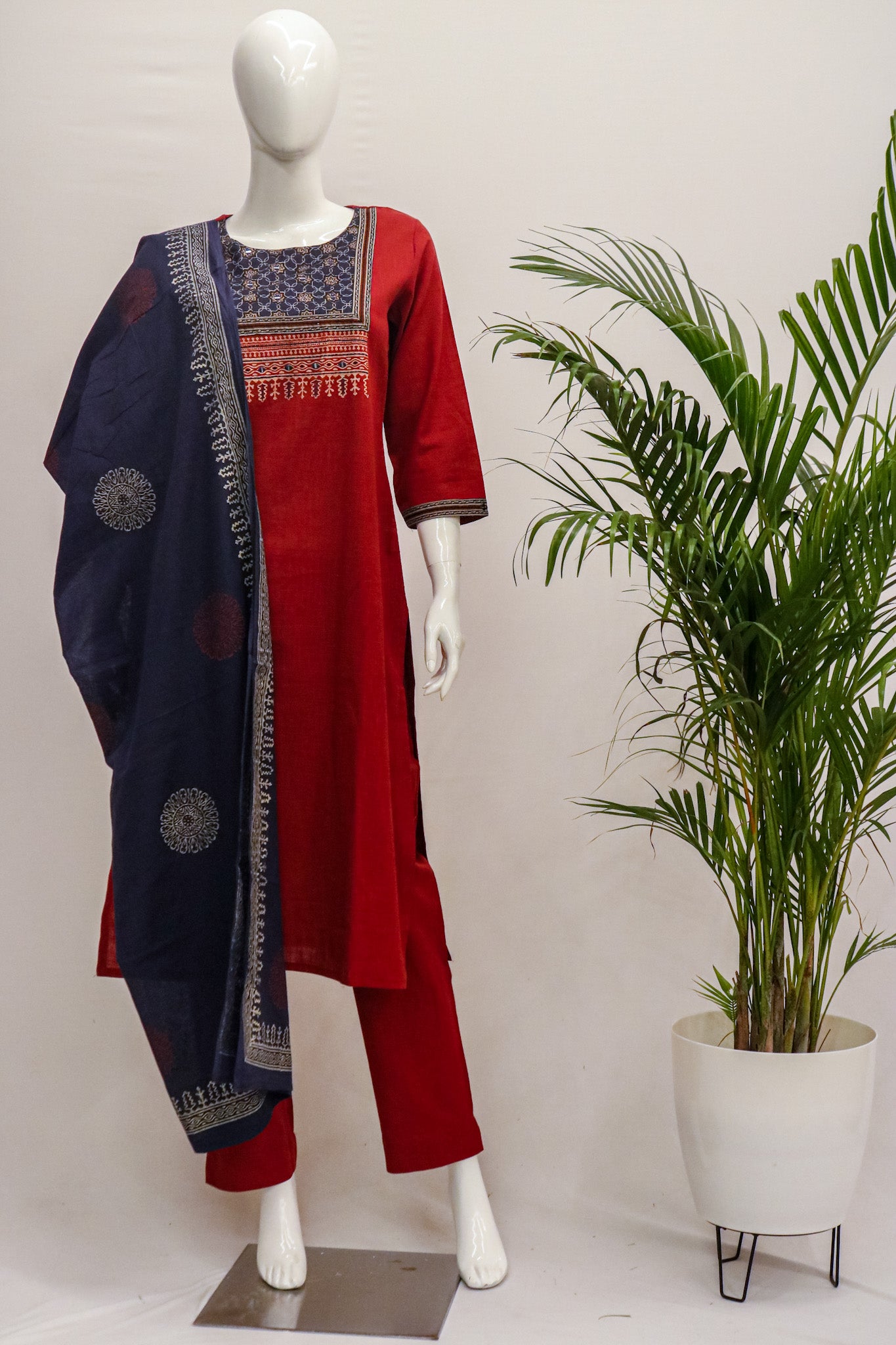 Maroon Dupatta Set