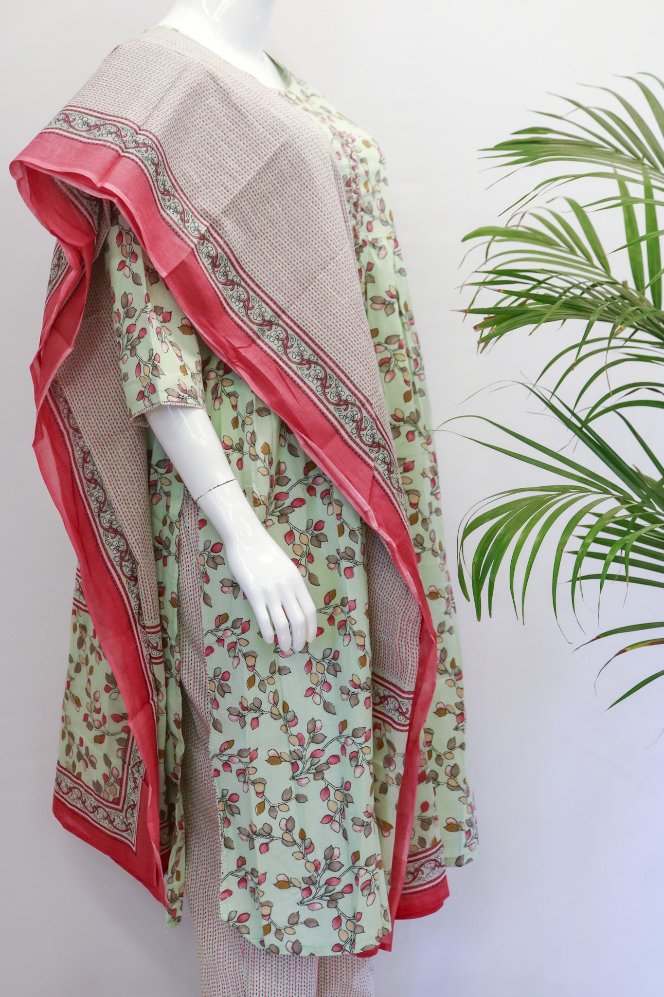 PS Floral Cotton Dupatta Set