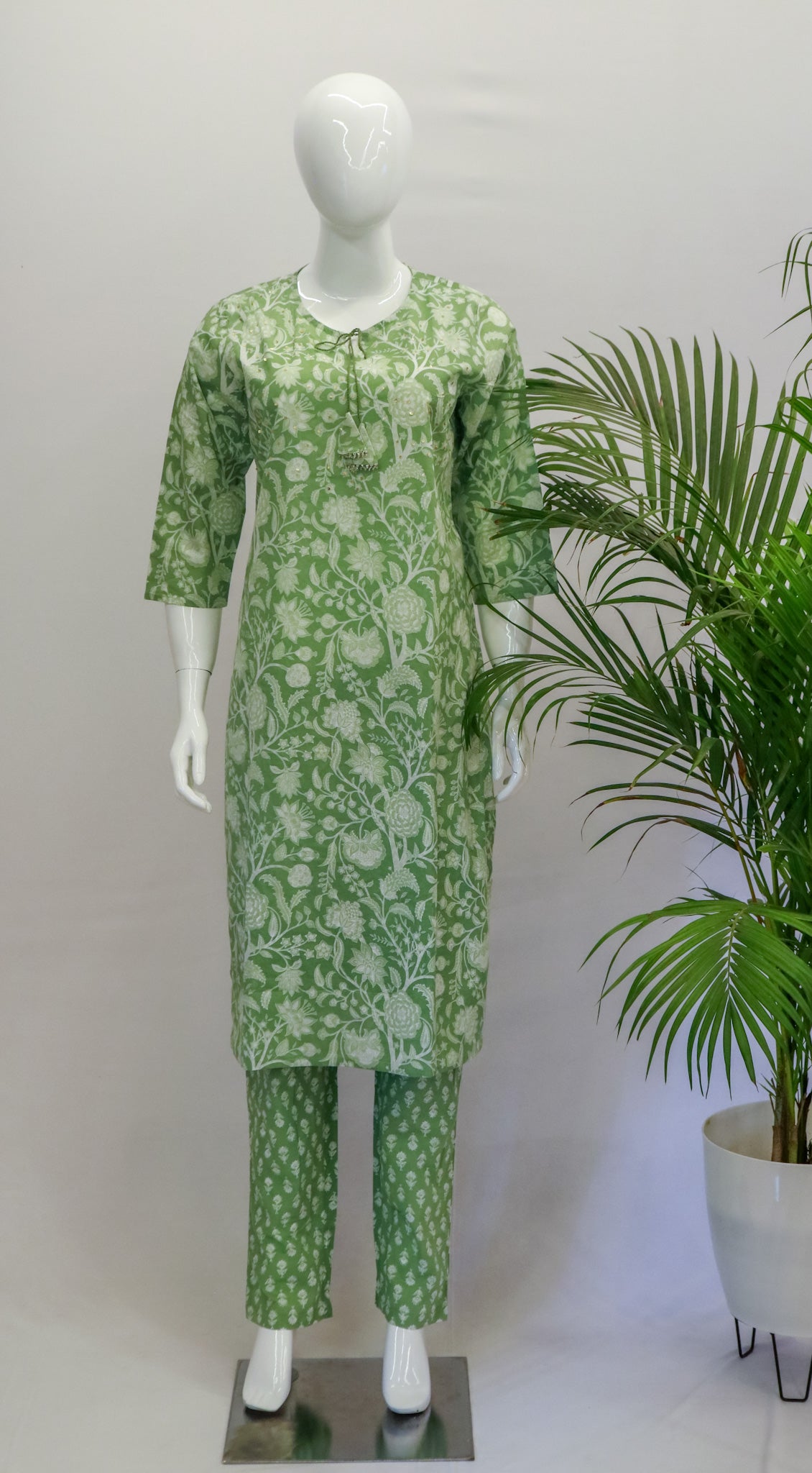 Green Cotton Top and Pant Set