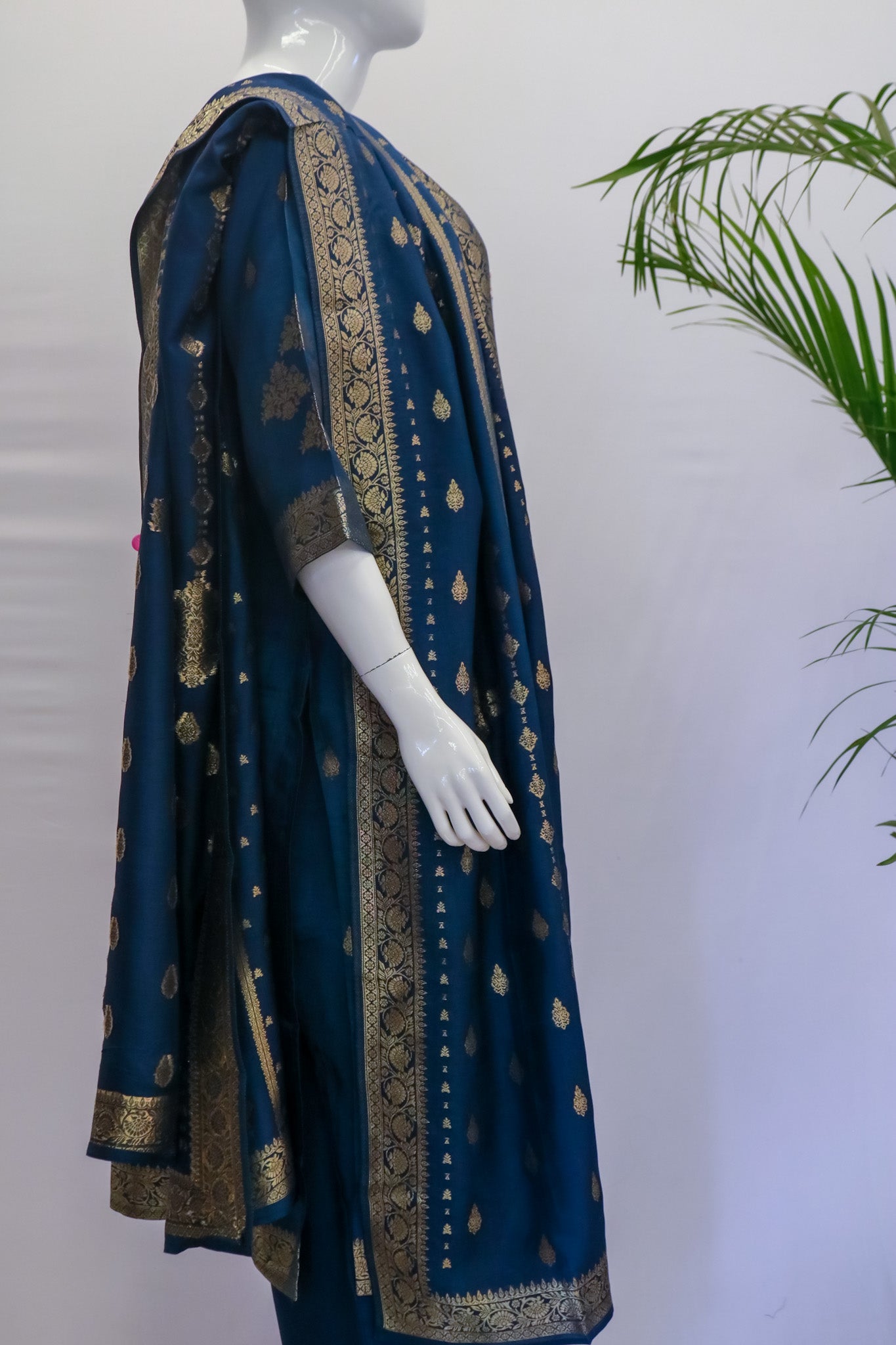 Blue Silk Dupatta Set