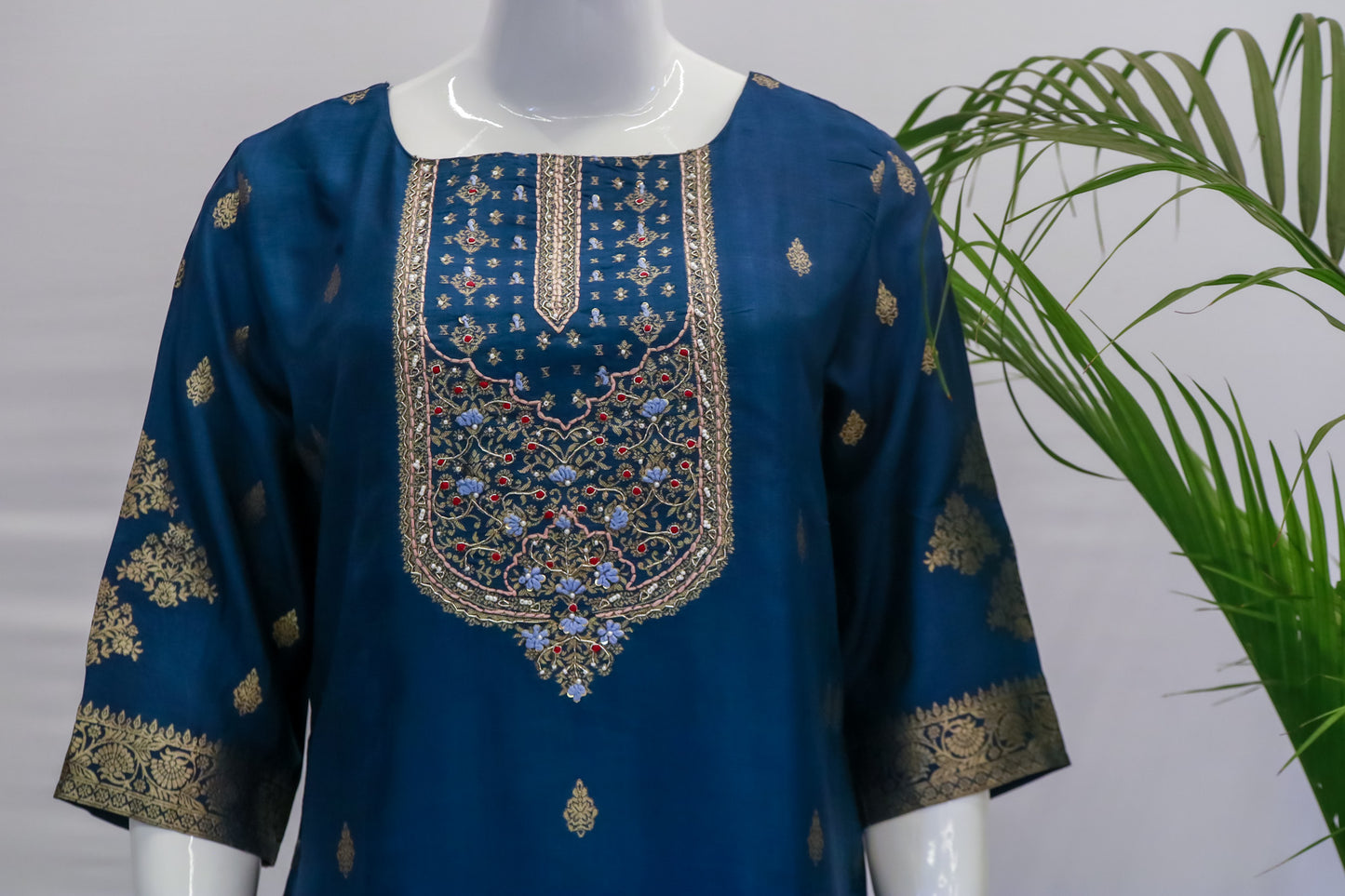 Blue Silk Dupatta Set