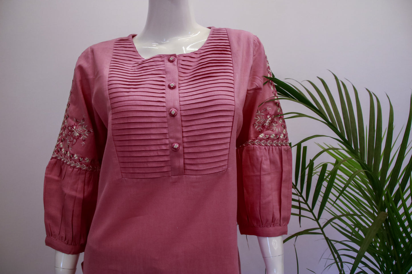 Pink Hand Embroidery Top and Pant Set