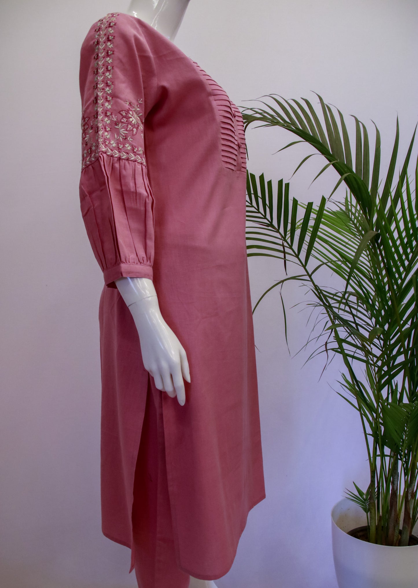 Pink Hand Embroidery Top and Pant Set