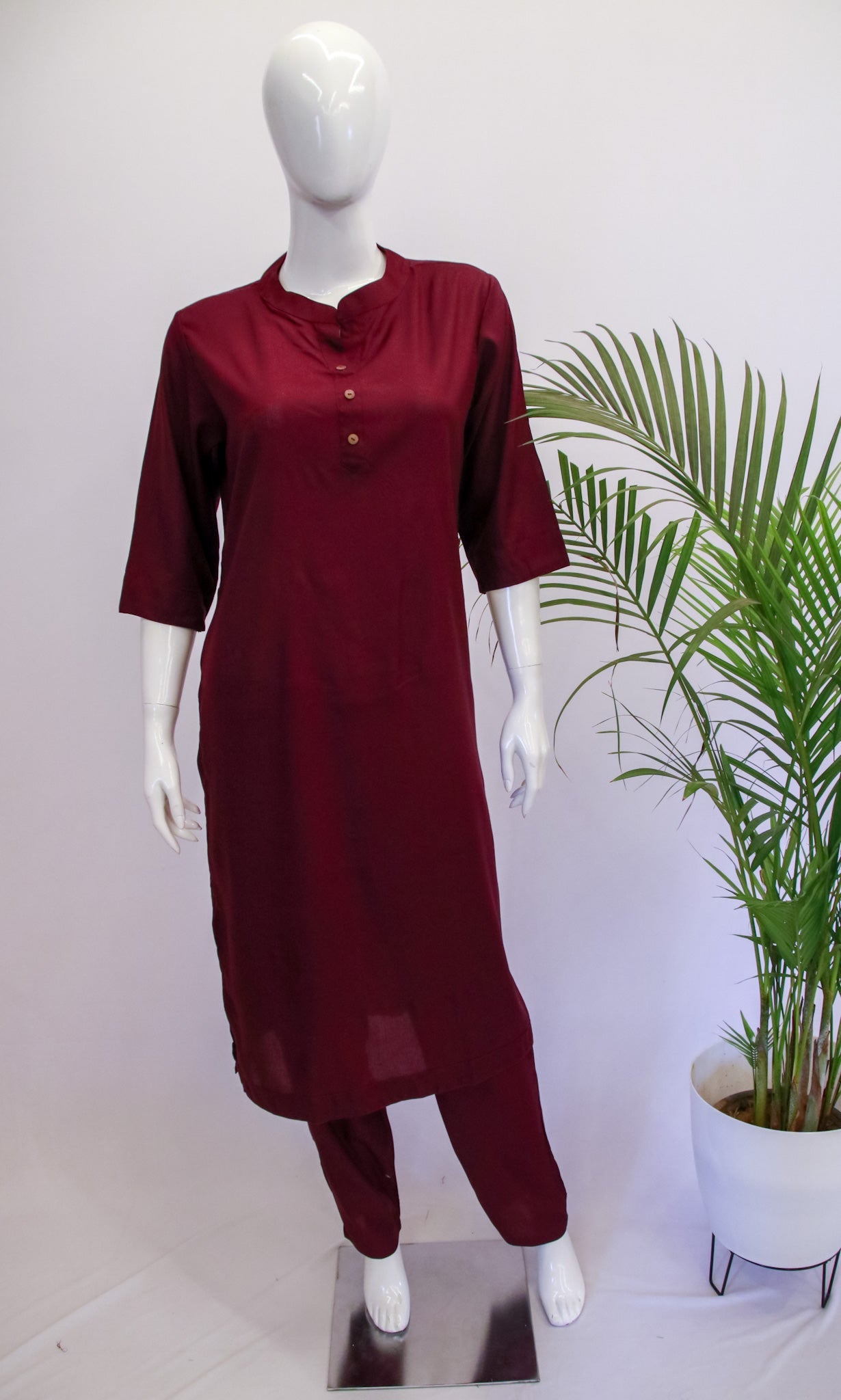 Marron Cotton Top and Pant Set