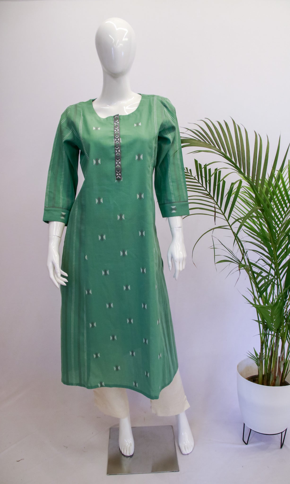 Cotton Green Ikkat Kurti