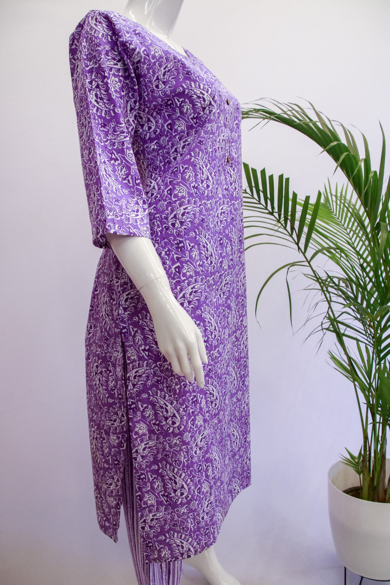 Cambric Cotton Top & Pant Set - Purple