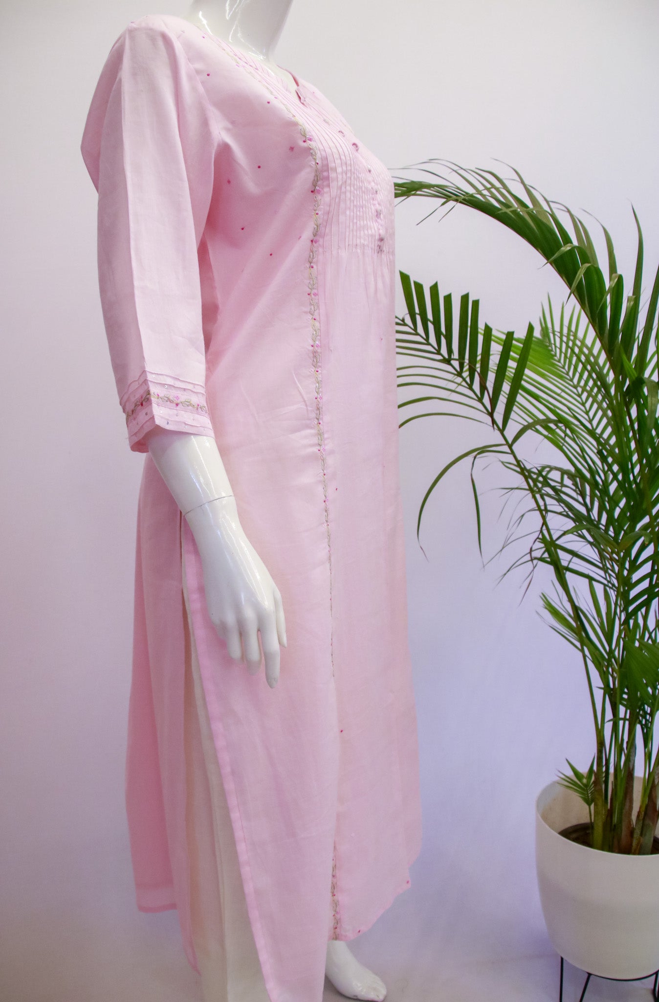 Mul Cotton Light Pink Top and Pant Set