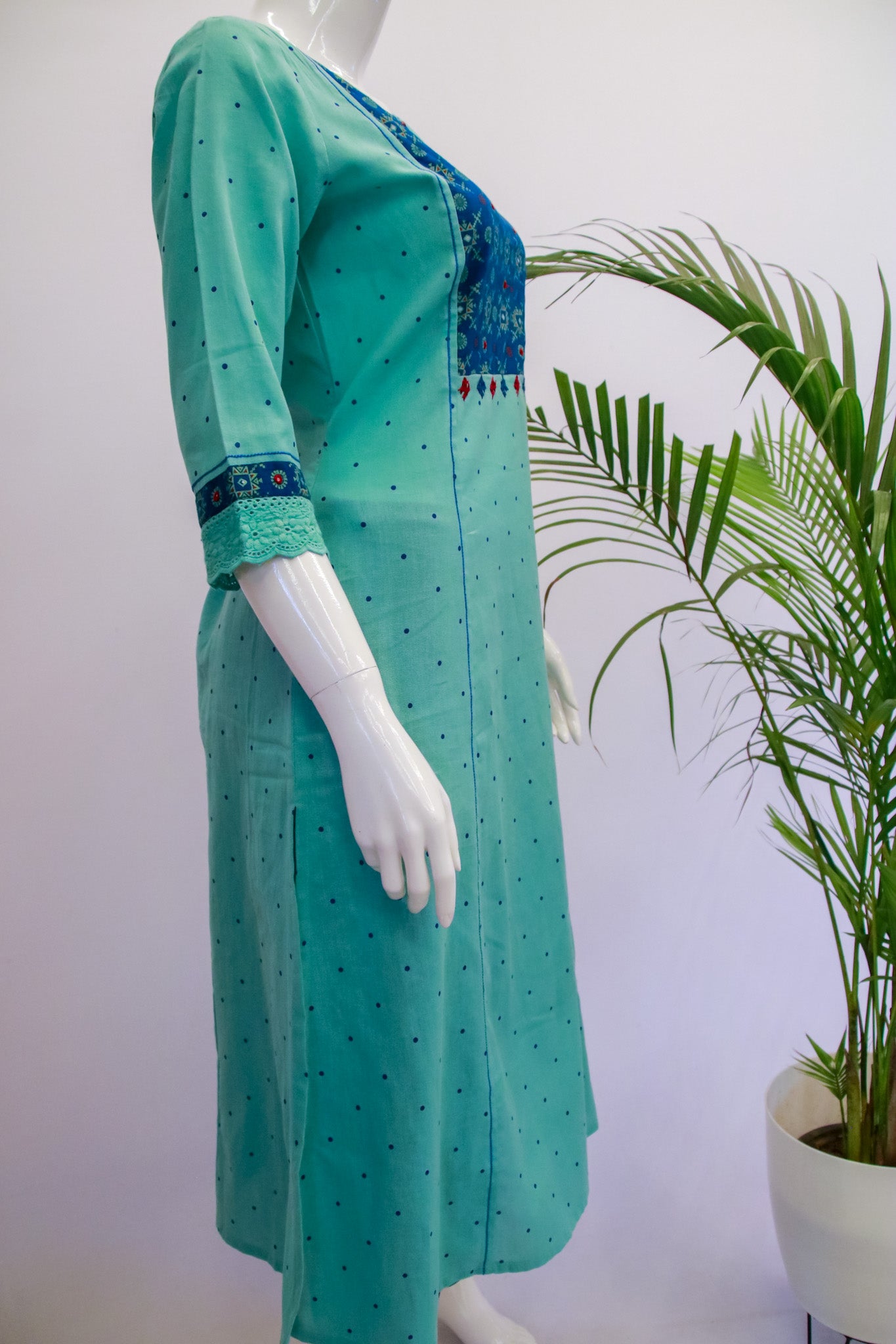 Flex Cotton Green Kurti