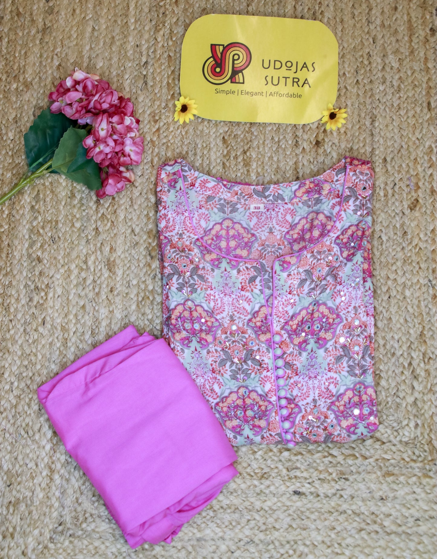 Pink Floral Top & Pant Set