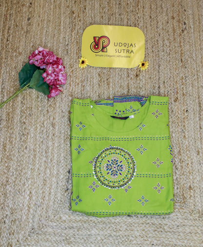 Green Floral Rayon Kurta Gown