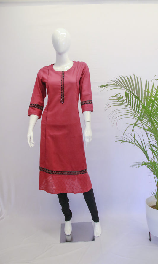 Flex Cotton Maroon Kurti