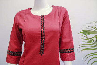 Flex Cotton Maroon Kurti