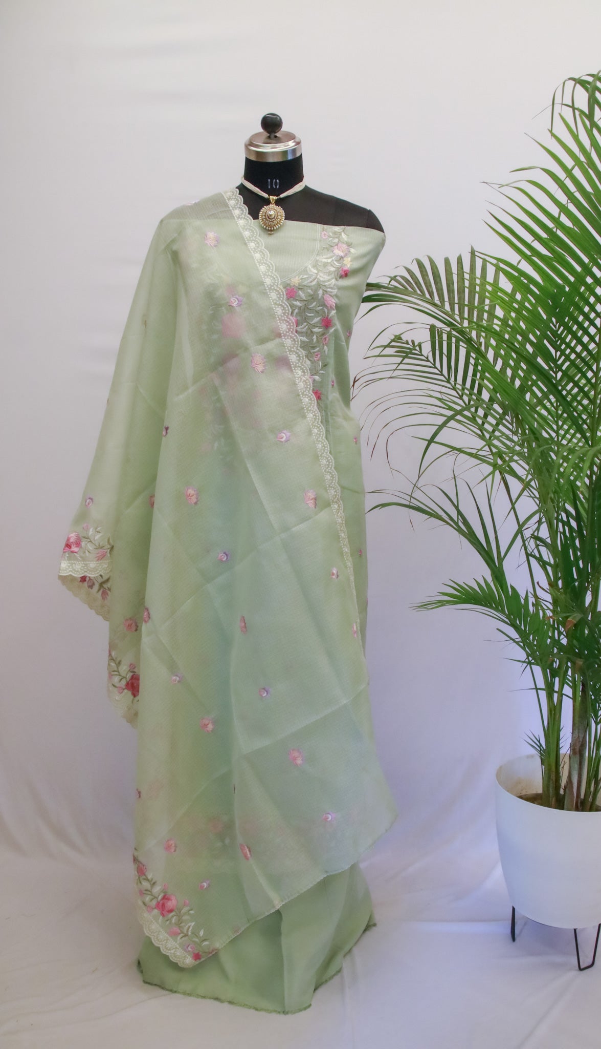 Kota Cotton Dress Material with Embroidery