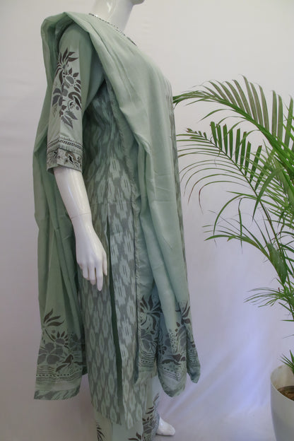 Green Dupatta Set