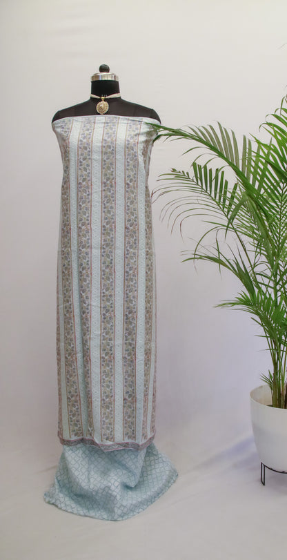 Cotton Dress Material - Light Blue Hakoba