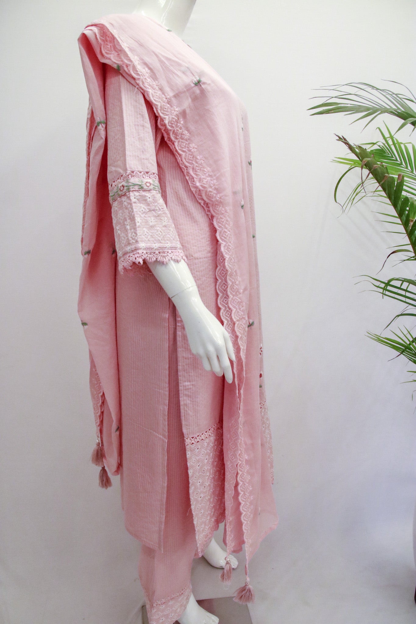 Cotton Pink Dupatta Set