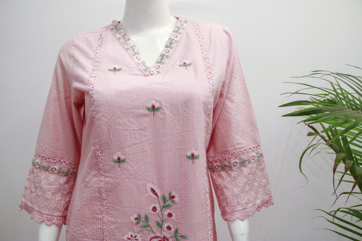 Cotton Pink Dupatta Set