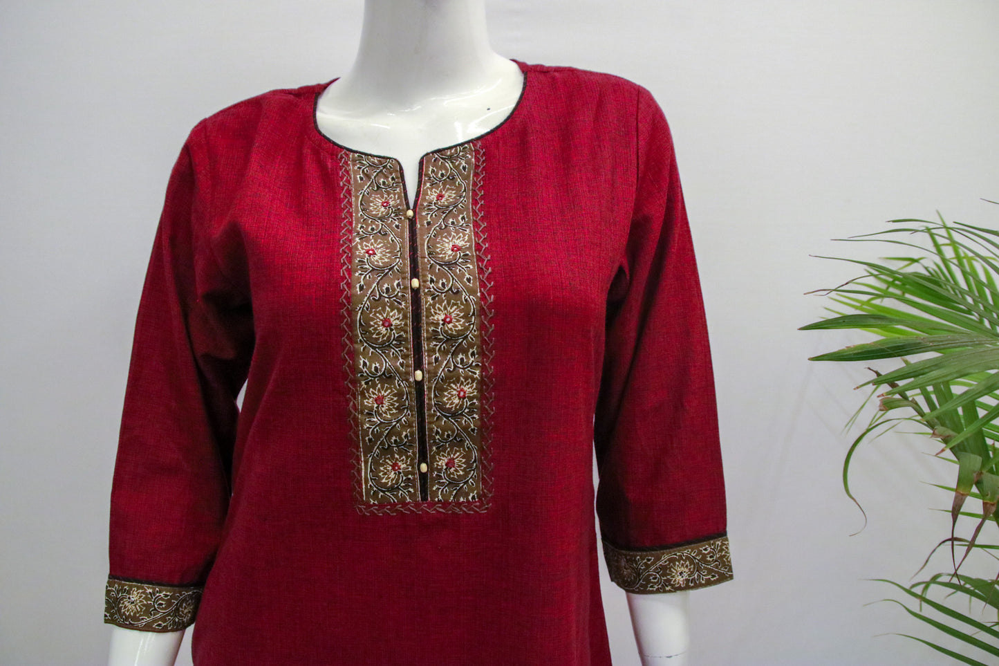 Marron Cotton Dupatta Set