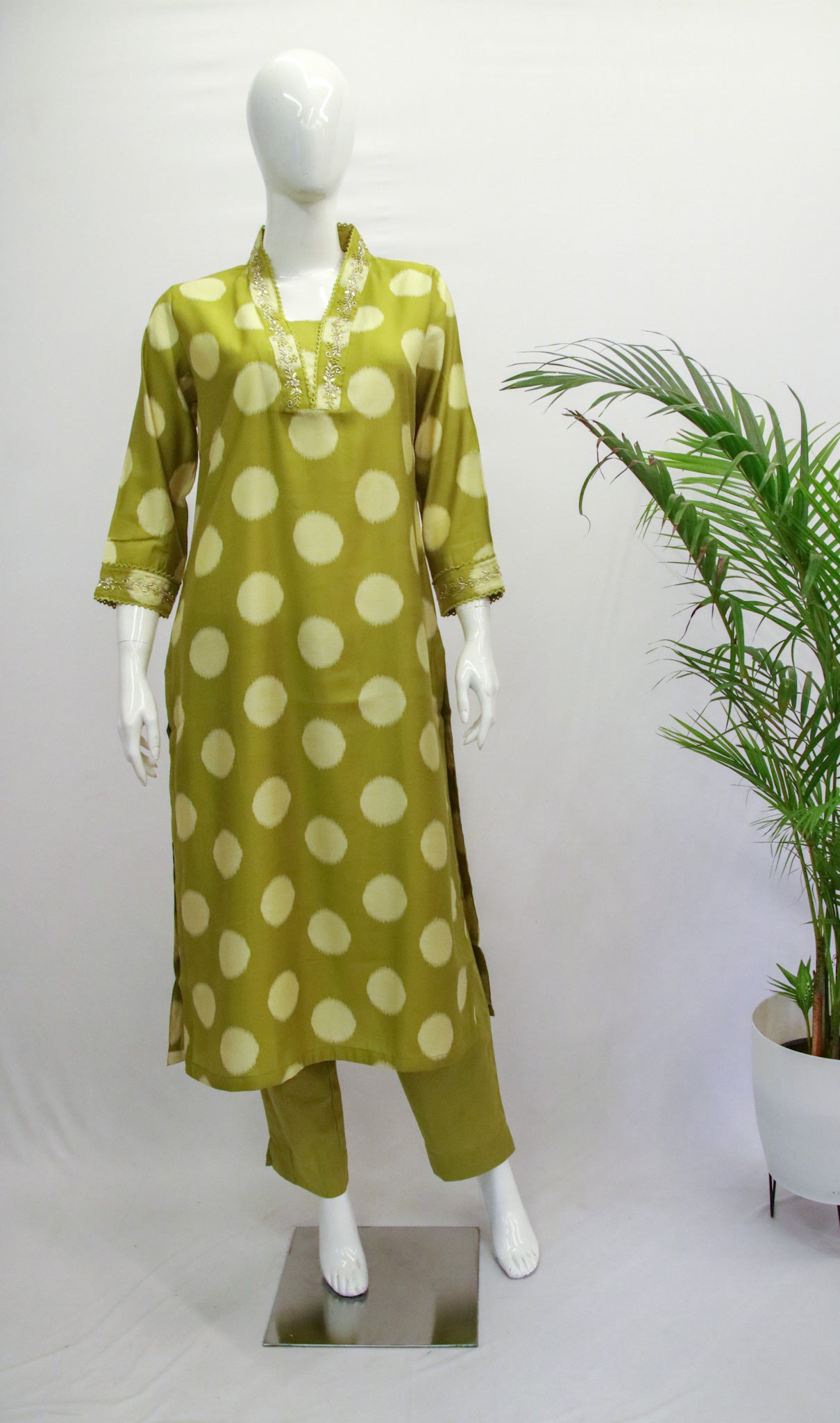 Muslin Green Top and Pant Set