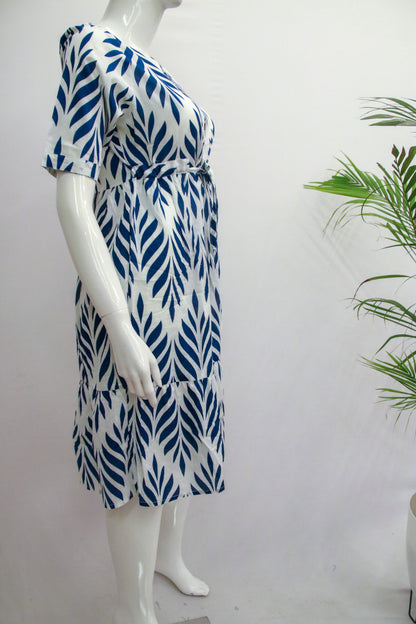 Blue and White Short Dress