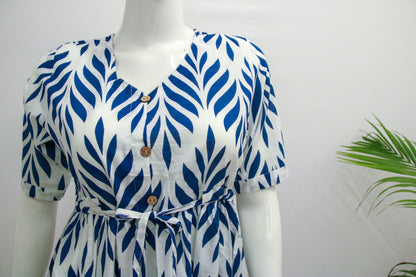 Blue and White Short Dress