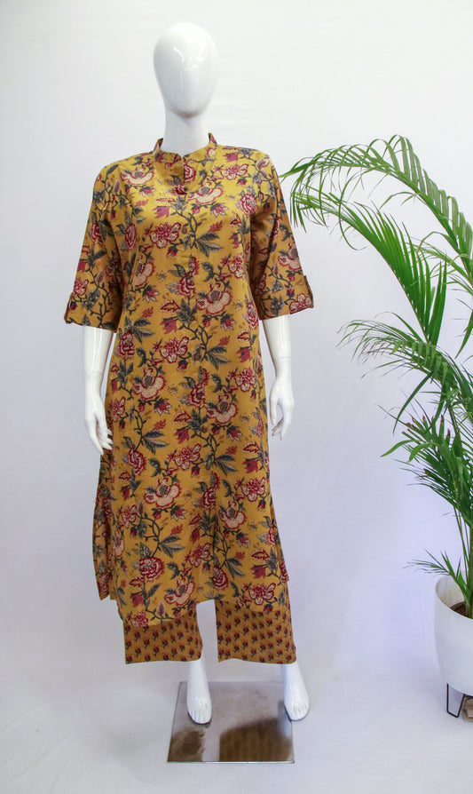 Cotton Mustard Top and Pant Set