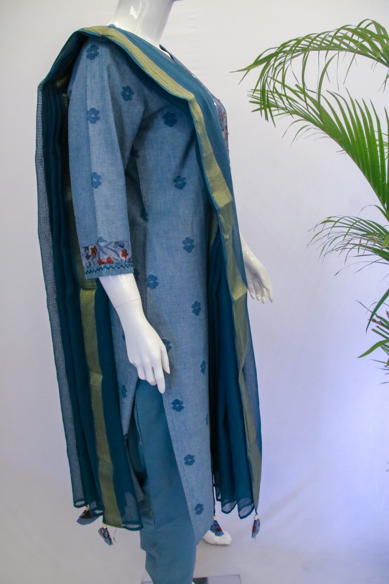 HL Blue Kota Dupatta Set