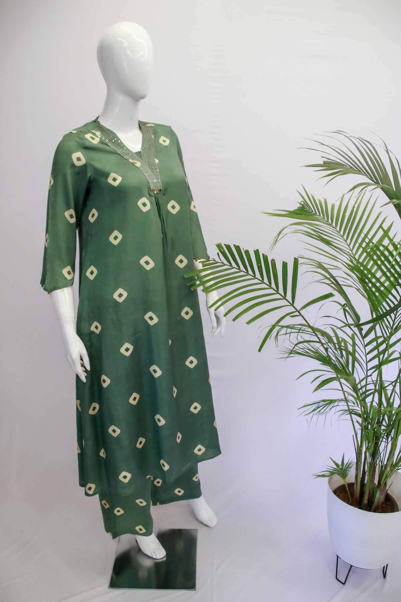 Muslin Green / Mustard Top and Pant Set